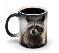 TKJMCSW Tasse à café de 325 ml avec motif raton laveur poilu, tasses à café changeantes avec poignée, tasse magique sensible à la chaleur pour homme et femme, tasse amusante en céramique pour thé
