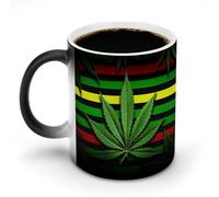 TKJMCSW Tasse à café de 325 ml avec motif rayures de mauvaises herbes, tasses à café changeantes avec poignée, tasse magique sensible à la chaleur pour homme et femme, tasse amusante en céramique pour