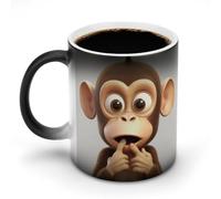 TKJMCSW Tasse à café de 325 ml avec motif singe silencieux qui change de couleur, tasses à café à changement de chaleur avec poignée, tasse magique sensible à la chaleur pour homme et femme, tasse