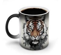 TKJMCSW Tasse à café de 325 ml avec motif tigre à changement de couleur, tasses à café à changement de chaleur avec poignée, tasse magique sensible à la chaleur pour homme et femme, tasse amusante en
