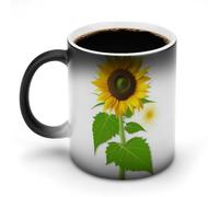 TKJMCSW Tasse à café de 325 ml avec motif tournesol et mauvaises herbes - Tasse à café à changement de couleur avec poignée - Sensible à la chaleur pour homme et femme - Tasse amusante en céramique