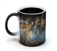 TKJMCSW Tasse à café de 325 ml avec roseaux sur l'eau, tasses à café changeantes avec poignée, tasse magique sensible à la chaleur pour homme et femme, tasse amusante en céramique pour thé, latte