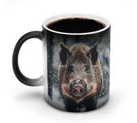 TKJMCSW Tasse à café de 325 ml avec sanglier changeant de couleur, tasses à café à changement de chaleur avec poignée, tasse magique sensible à la chaleur pour homme et femme, tasse amusante en