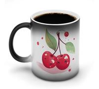 TKJMCSW Tasse à café de 325 ml - Jolie tasse à couleur cerise changeant de couleur - Tasse à café à changement de chaleur avec poignée - Tasse magique sensible à la chaleur pour homme et femme - Tasse