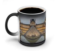 TKJMCSW Tasse à café de 325 ml, musée du Louvre à Paris, tasses à café changeant de couleur, tasses à café à changement de chaleur avec poignée, tasse magique sensible à la chaleur pour homme et femme