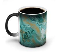 TKJMCSW Tasse à café de 325 ml - Tasses à couleur marbre bleu sarcelle et doré - Tasses à café changeantes avec poignée - Tasse magique sensible à la chaleur pour homme et femme - Tasse amusante en