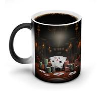 TKJMCSW Tasse à café de 325 ml - Tasses de tournoi de poker à changement de couleur - Tasses à café à changement de chaleur avec poignée - Tasse magique sensible à la chaleur pour homme et femme