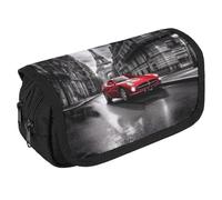 TKJMCSW Trousse à crayons de grande capacité avec fermeture éclair City Street - Rouge - Trousse à crayons multifonction avec 3 compartiments - Trousse de maquillage en tissu pour adulte