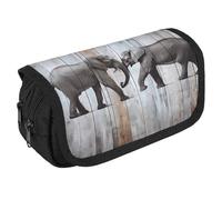 TKJMCSW Trousse à crayons de grande capacité avec fermeture éclair éléphant sur bois - Trousse à crayons multifonction avec 3 compartiments pour adultes - Pour homme et femme - Portable - Organiseur