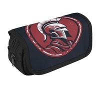 TKJMCSW Trousse à crayons de grande capacité avec fermeture éclair - Motif casque de Spartan - Multifonctionnelle - 3 compartiments - Trousse de maquillage en tissu pour adulte - Pour homme et femme