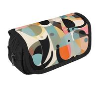 TKJMCSW Trousse à crayons de grande capacité avec fermeture éclair - Motif chat moderne - Multifonctionnelle - Avec 3 compartiments - Trousse de maquillage en tissu pour adulte - Pour homme et femme