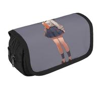TKJMCSW Trousse à crayons de grande capacité avec fermeture éclair - Motif fille animée dans une jupe - Trousse à crayons multifonction avec 3 compartiments - Trousse de maquillage en tissu pour