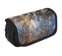 TKJMCSW Trousse à crayons de grande capacité avec fermeture éclair sur l'eau, trousse à crayons multifonctionnelle avec 3 compartiments pour adultes, trousse de maquillage en tissu pour homme et femme