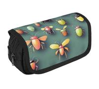 TKJMCSW Trousse à crayons de grande capacité avec fermeture éclair - Trousse à crayons multifonction avec 3 compartiments - Trousse de maquillage en tissu pour adulte - Organiseur de rangement pour