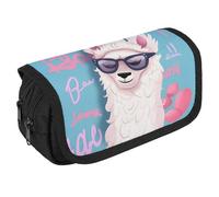 TKJMCSW Trousse à crayons Liama de grande capacité avec fermeture éclair et 3 compartiments pour adultes, trousse de maquillage en tissu pour homme et femme, organiseur de rangement pour fournitures