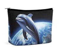 TKJMCSW Trousse de maquillage Dolphin Earth pour femme - Grande capacité - Organiseur de maquillage portable - Sac de voyage pour le voyage et le travail - Taille unique, Style :, Taille unique