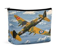 TKJMCSW Trousse de toilette de voyage étanche de grande capacité en cuir synthétique pour homme et femme - Motif avion de la Seconde Guerre mondiale