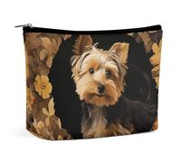 TKJMCSW Trousse de toilette de voyage imperméable en cuir synthétique pour homme et femme Yorkshire Terrier in The Cave - Grande capacité - Jolie pochette de maquillage portable pour articles de