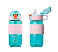 TKK Gourde avec paille 450 ml Bouteille d'eau anti-fuite sans BPA Tritan Spotr Bouteille d'eau pour vélo, camping, yoga, gym, bleu 1003