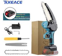 TKKEACE 3000W 8 pouces Mini scie à chaîne électrique taille tronçonneuse travail du bois jardin coupe scie outils haute puissance pour batterie 24V 3000W With 1 Battery