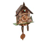 TkkMivcOC Horloge à coucou de la Forêt Noire sculptée de 7:00 à 21:00 Heureux Scène de maison en bois Horloge à coucou pour salon, chambre à coucher, cuisine, restaurant, café, hôtel