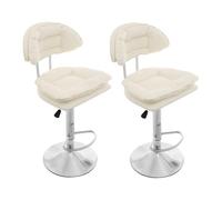 TkkMivcOC Lot de 2 tabourets de bar modernes avec dossier et repose-pieds - Pivotants à 360° - Hauteur réglable - Ergonomiques - Pour cuisine, bar, salon, café, salon - Blanc