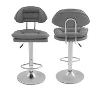 TkkMivcOC Lot de 2 tabourets de bar modernes avec dossier et repose-pieds - Pivotants à 360° - Hauteur réglable - Ergonomiques - Pour cuisine, bar, salon, café, salon - Gris foncé
