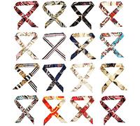 TKKUCE 10PCS Foulard Femmes en Satin de Soie Bandanas Cheveux Echarpe Carré Multi-motifs, Accessoires de Coiffure avec Poignée Pour sac à Main Imprimé Imitation Soie Haut de Gamme