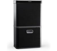 Klarstein Poubelle à capteur Touchless Sensor 56 L – 3 compartiments, inox, Soft-Close, noir mat