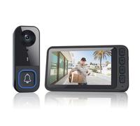 TKMARS Sonnette sans Fil avec Camera,1080P Sonnette sans Fil Exterieur 2,4 GHz avec Écran 4,5 Pouces, 120m Portée, Double Audio, Vision Nocturne IR,Installation Facile