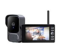 TKMARS Sonnette sans Fil avec Caméra et Écran 4,3", Visiophone sans Fil | Batterie 4000 mAh, Réveil Actif, Vision Nocturne, Enregistrement Vidéo Local, Sans Wi-Fi, Application ni Abonnement