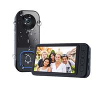 TKMARS Sonnette sans Fil avec Caméra, Visiophone Vidéo Écran IPS 4.5 HD, Audio Bidirectionnel Interphone Longue Portée de Transmission, sans WiFi ni Application, Vision Nocturne