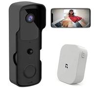 TKMARS Sonnette sans Fil Extérieure Étanche Camera 1080P HD Sonnette WiFi avec Carillon Visiophone Connectée Piles Rechargeable Audio Bidirectionnel Angle Large de 166° Détection Mouvement Noir