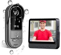 TKMARS Sonnette Vidéo sans Fil 1080p, Caméra IP65 Étanche, Vision Nocturne Infrarouge, Appel Bidirectionnel, Écran IPS 4,3 Pouces - Visiphone pour Maison