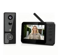TKMARS Sonnette Vidéo sans Fil 4.3’’ HD 1080P, Visiophone IP65 Étanche, Grand Angle 170°, Vision Nocturne IR, Interphone Audio Bidirectionnel, sans WiFi ni App, Détection Mouvement