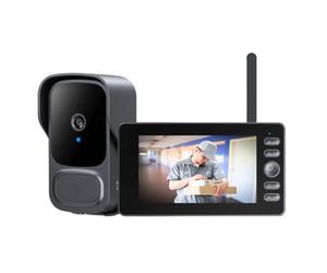TKMARS Sonnette Vidéo sans Fil avec Écran 4,3 Pouces,Grand-Angle 120° | Visualisation en Temps Réel et Audio Bidirectionnel,Portier Vidéo sans Wi-Fi ni App,Batterie 4000 mAh,Enregistrement Carte SD