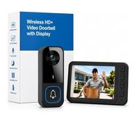 TKMARS Visiophone sans Fil avec Grand Écran IPS 4.5 Pouces, sans WiFi ni Application ni Abonnement, Sonnette sans Fil avec Camera 2.4GHz, Interphone Audio Vidéo, Vision Nocturne IR, IP65