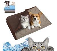 TKNIBEEN Kittra Cooling Mat for Cats, Cat Cooling Mat, Dog Cooling Mat, 3 Layer System Instant Cool Non Slip Kittra Pad, Cool and Healthy Cooling Bed for Cats, for Cats/Dog (Brown, XS(15.7 * 11.8in))