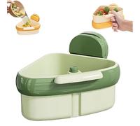 TKNIBEEN Suction Cup Sink Corner Rack, Food Waste Catcher for Sink, Corner Sink Strainer, Triangular Sinks Basket Shelf with Suction Cup Sucker, Corner Hanging, for Kitchen Bathrooms Dishware (Green)