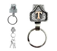 TKNIBEEN Vintage Letter Keychain, Western Keychains, Western Cowboy Letter Keychain Clip, 26 Letters Handmade Letter Key Holder (T)