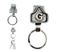 TKNIBEEN Vintage Letter Keychain, Western Keychains, Western Cowboy Letter Keychain Clip, 26 Letters Handmade Letter Key Holder (G)