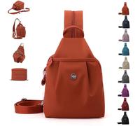 TKNIBEEN Waterproof 2-Way Commuter Bag, Sling Purses for Women, Leather Sling Bag, Convertible Backpack Tote, Comfortable Carryings (Orange Color)