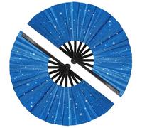 Tkocisa Lot de 2 grands éventails pliables à paillettes pour danse en ligne, éventails éclatants pour bottes sur le sol, danse, concert, fête, festival, décoration d'intérieur (bleu roi)
