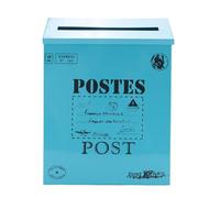 TKOWTB Boîte aux lettres murale en métal verrouillable pour l'extérieur | La construction en fer durable maintient les lettres en sécurité, avec une finition bleue résistante aux intempéries et un