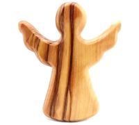 TKOWTB Décoration de prière ange en bois d'olivier pour baptême et cadeau | L'ange compact en bois d'olivier poli à la main offre une aide à la prière concentrée pour la méditation et les voyages