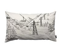 TKS MITLAN Housse de coussin en lin rustique avec motif de ski de montagne, 30,5 x 50,8 cm, pour décoration de canapé, 30,5 x 50,8 cm
