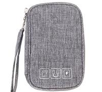 TKSDWBLTY Petit sac de rangement portable pour câbles électroniques, accessoires électroniques, sac de rangement numérique de voyage pour banque d'alimentation, carte de chargeur, gris