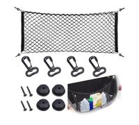 TKSE Arrière Cargo Net, Nylon Plastique Noir Sac de Rangement de Voiture Filet de Voiture Extensible Camion Filet Arrière Organisateur de Bagages Crochet Pochette 90x40cm