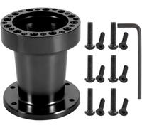 TKSE Moyeu de volant de voiture, kit d'adaptateur de moyeu de volant d'espacement en aluminium de moyeu de volant de voiture universel de 3 pouces(Le noir)