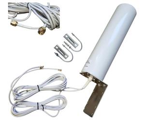 TKSTAR Antenne extérieure LTE 4G 5G MIMO 2X SMA blanche Amplificateur avec câble d'extension de 2 x 3 m avec support mural Convient pour Fritzbox 6850 5G Nighthawk M5